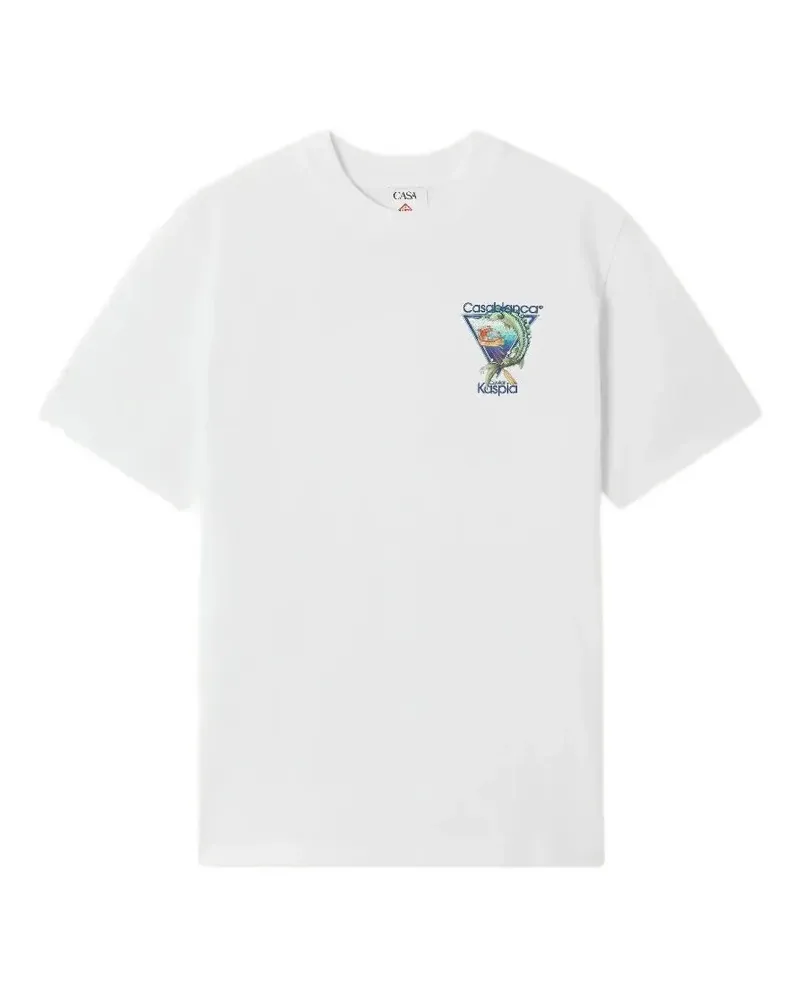 Casablanca Paris x Casa Kaspia New York Club Icon graphic-print T-shirt - Weiß Weiß