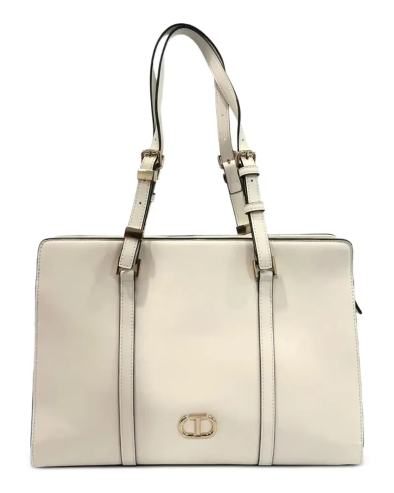 Twin-Set Schultertasche mit Logo-Schild - Nude Nude