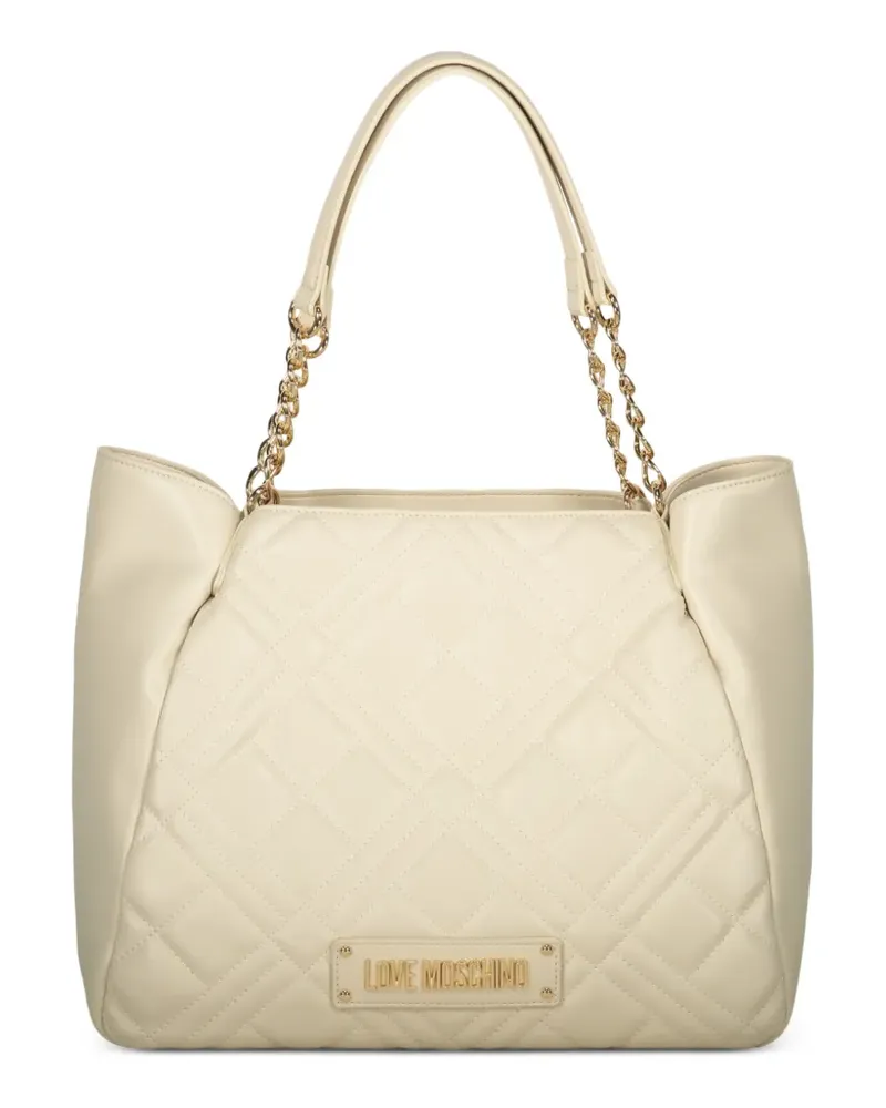 Moschino logo-appiqué shoulder bag - Nude Nude