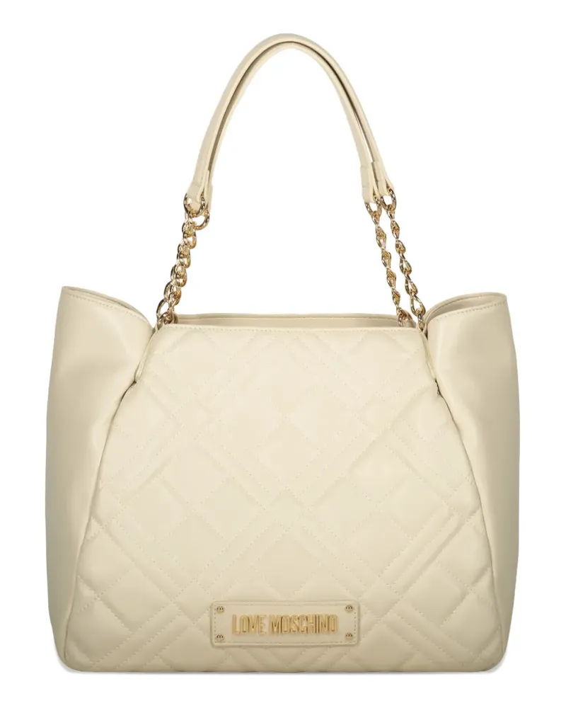Moschino logo-appiqué shoulder bag - Nude Nude