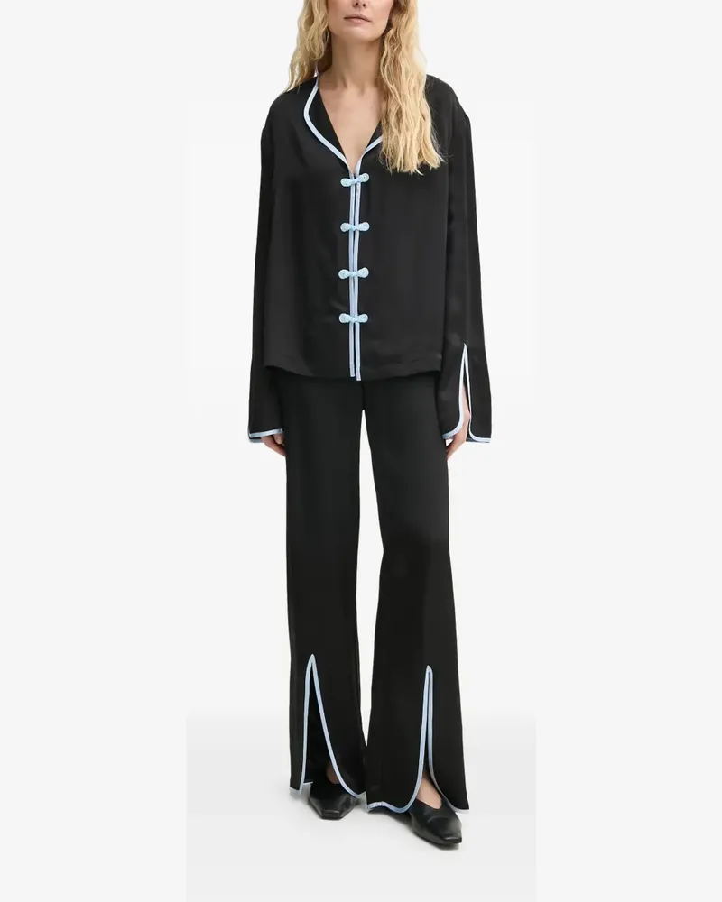 SLEEPER Pyjama mit Kontrastdetails - Schwarz Schwarz