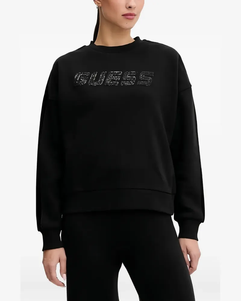 Guess velvet panel sweatshirt - Schwarz Schwarz