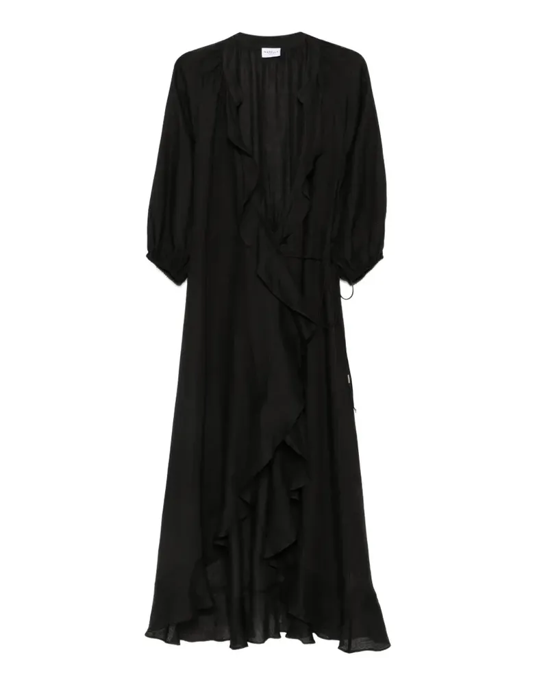 MARELLA ruffled wrap dress - Schwarz Schwarz