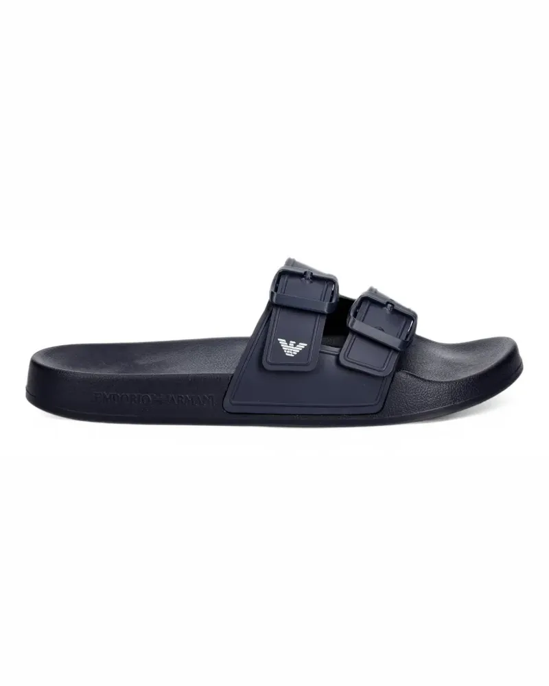 Emporio Armani buckle-strap slides - Blau Blau