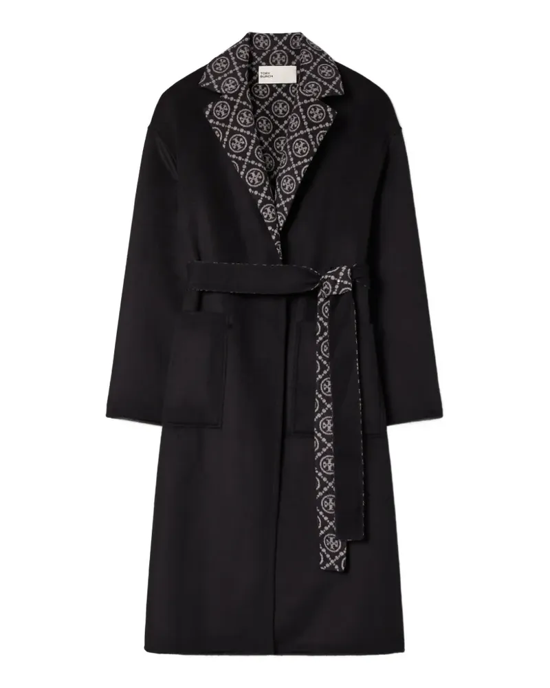 Tory Burch T Monogram wool wrap coat - Schwarz Schwarz