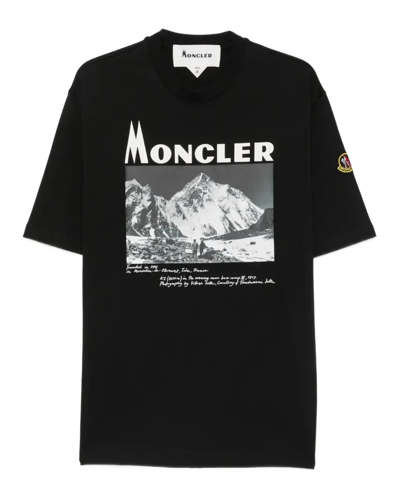 Moncler Re-Icon T-Shirt mit Gebirgs-Print - Schwarz Schwarz