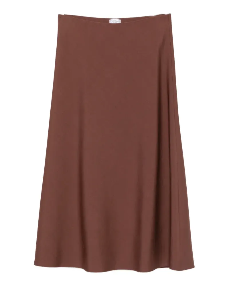 Brunello Cucinelli elasticated-waist midi A-line skirt - Braun Braun