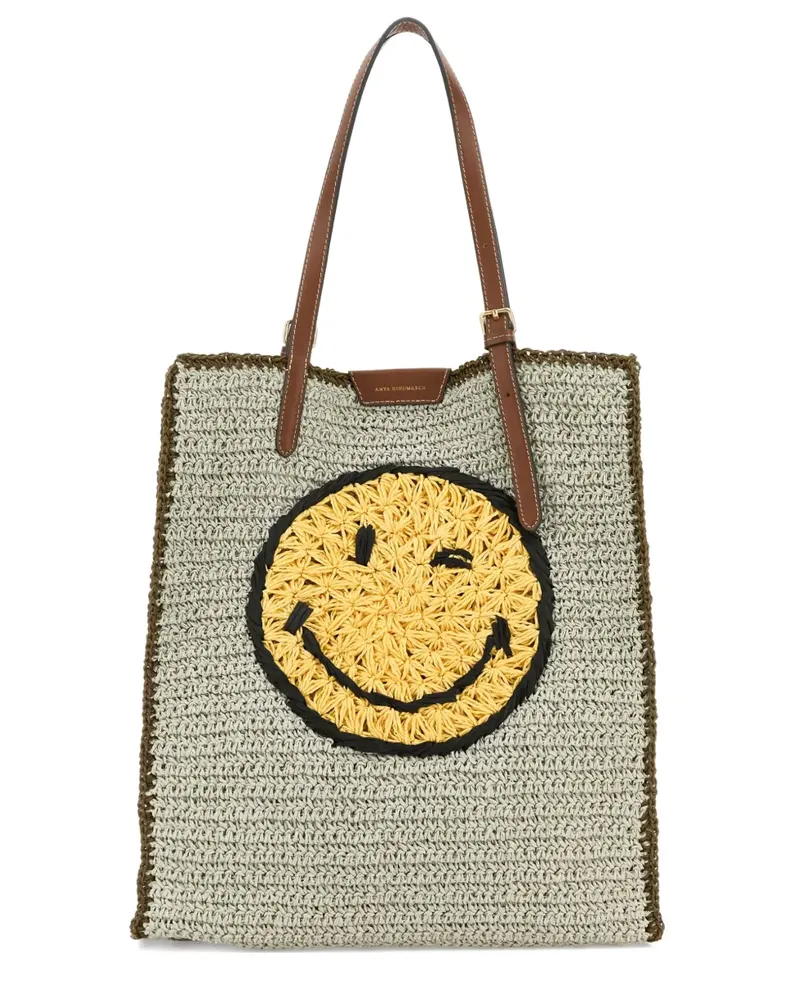 Anya Hindmarch Gewebte Tote Bag mit Smiley - Nude Nude
