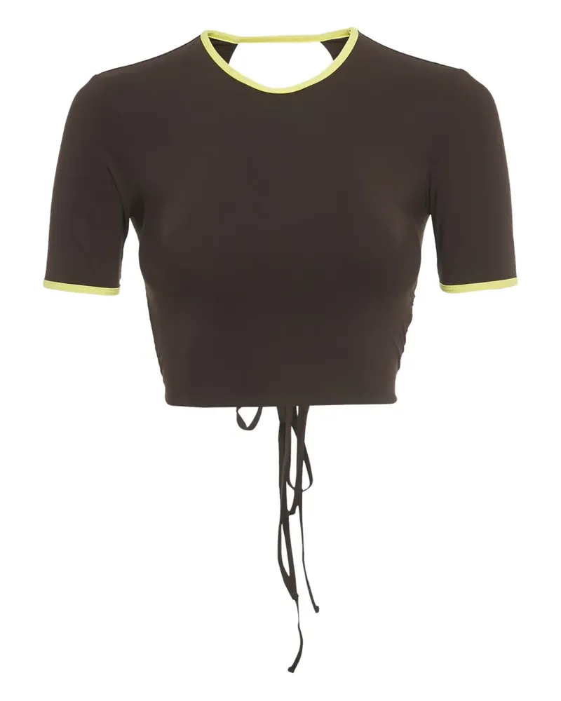 Christopher Esber back-open short-sleeve crop top - Braun Braun