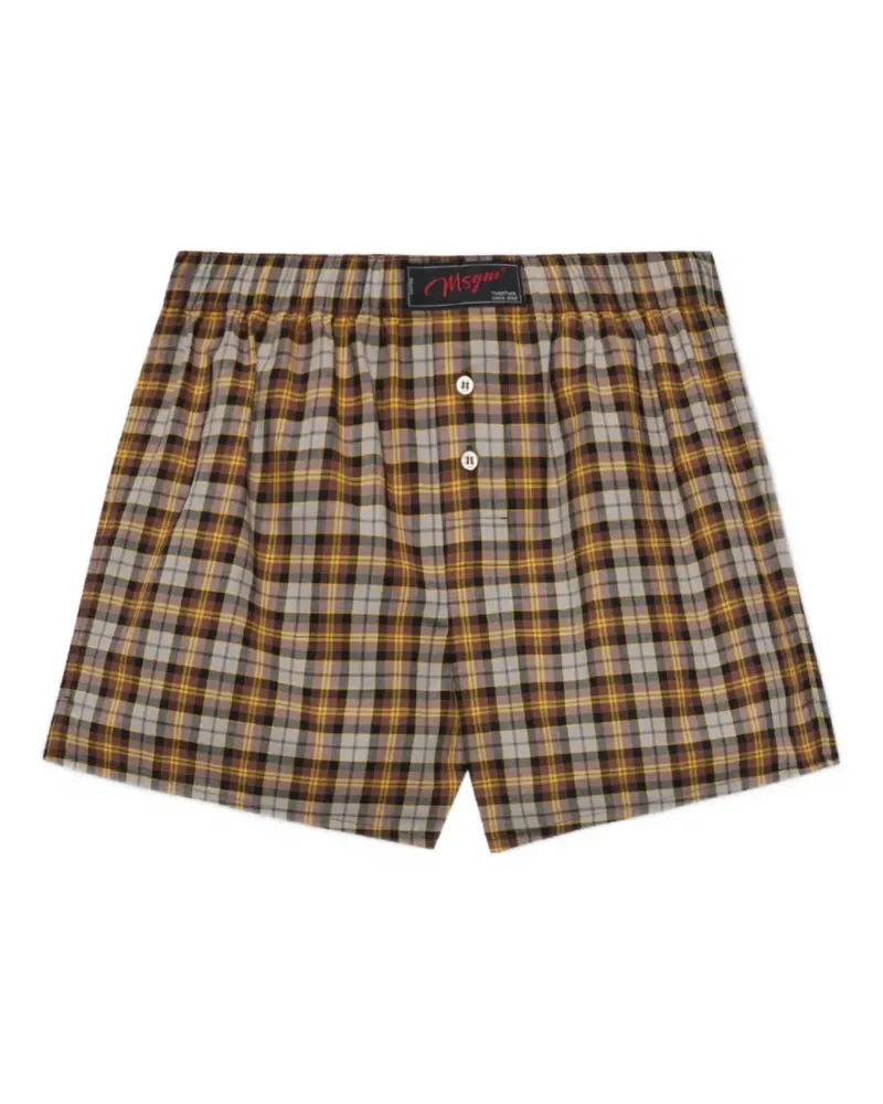 MSGM Karierte Shorts mit Knöpfen - Braun Braun
