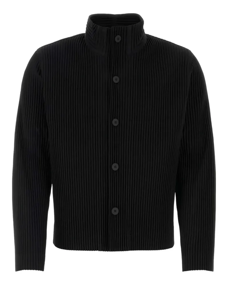 Issey Miyake Plissierte Jacke mit Knopfleiste - Schwarz Schwarz