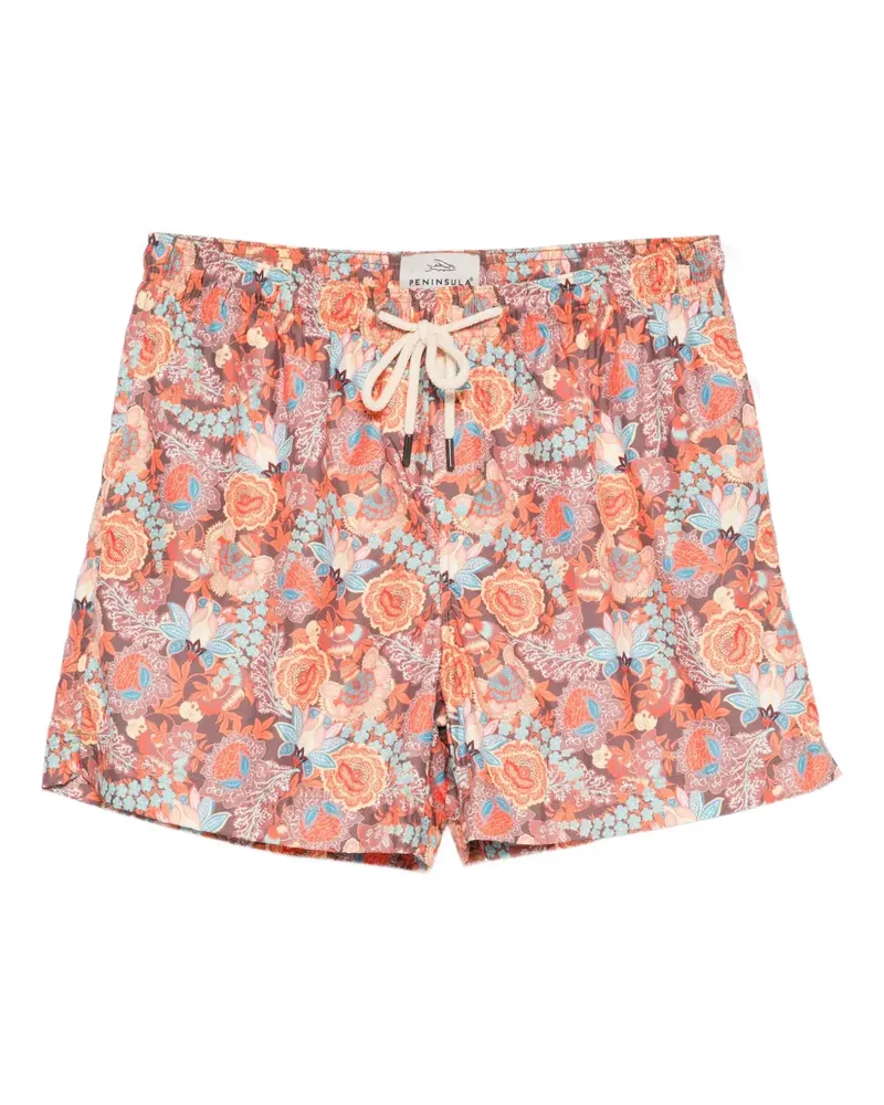 PENINSULA Badeshorts mit Blumen-Print - Orange Orange
