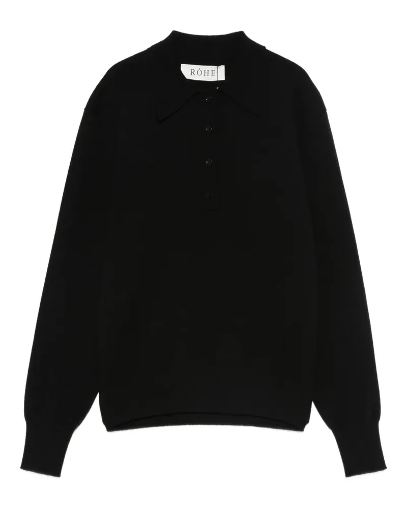 Róhe knitted polo top - Schwarz Schwarz