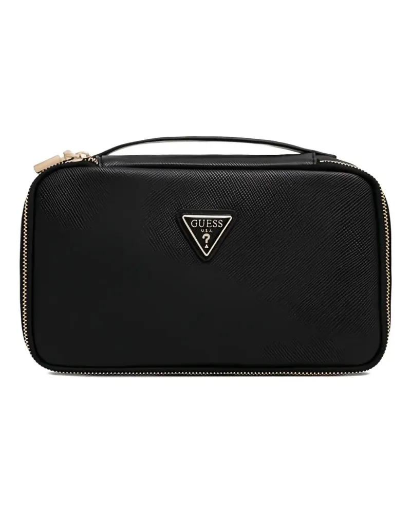Guess triangle logo make up bag - Schwarz Schwarz