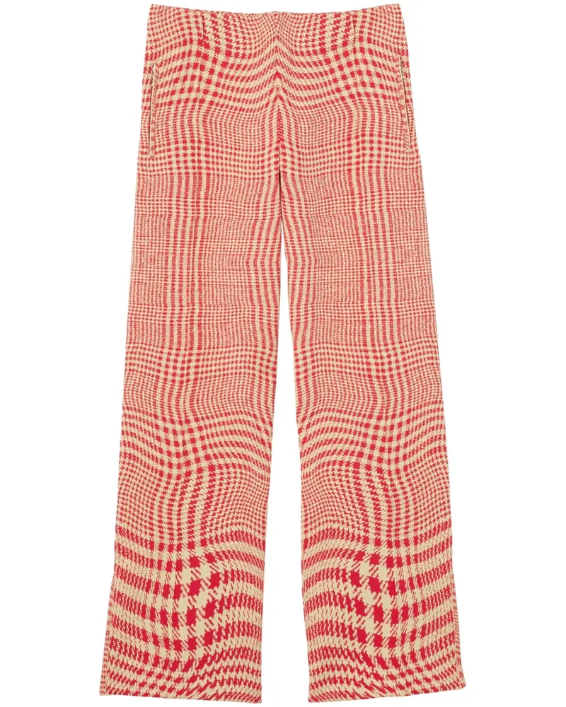 Burberry Gerade Hose mit Hahnentrittmuster - Rot Rot