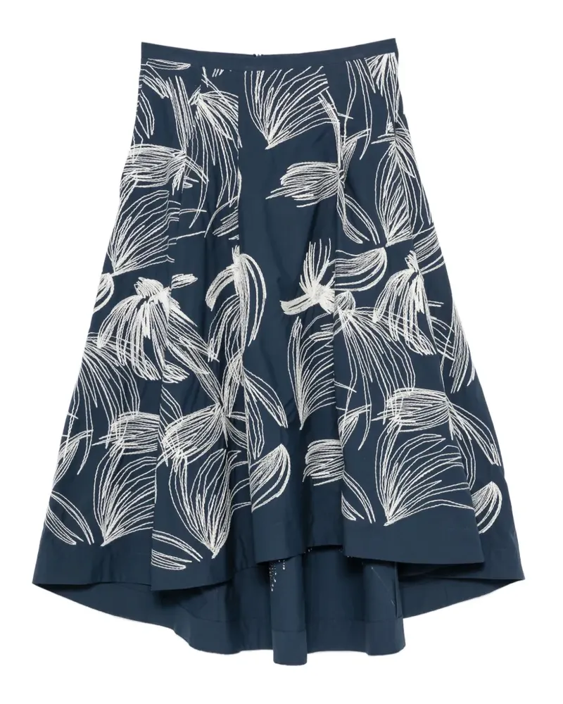 Kiton Asymmetrischer Midirock mit Stickerei - Blau Blau