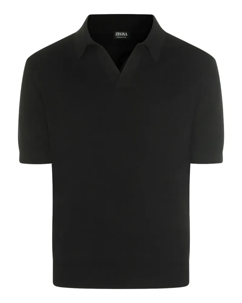 Ermenegildo Zegna Poloshirt mit V-Ausschnitt - Schwarz Schwarz