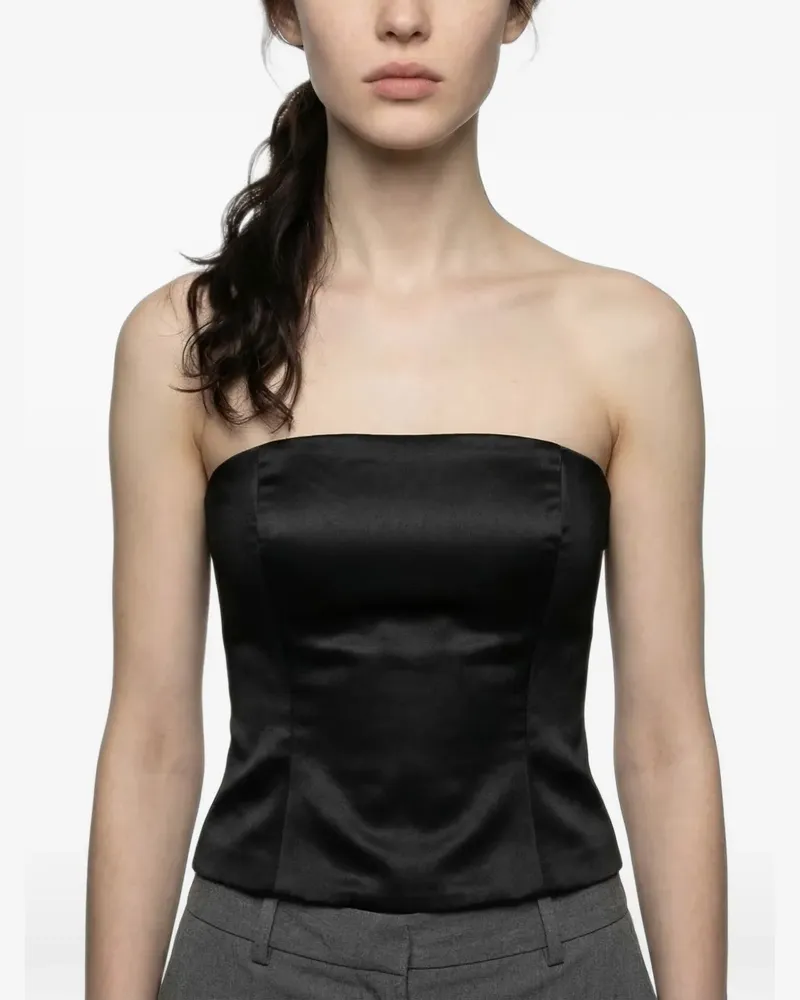 Brunello Cucinelli Schulterfreies Satin-Top - Schwarz Schwarz