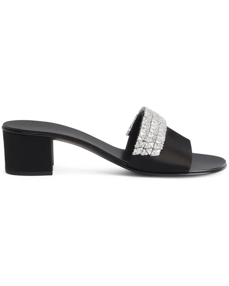 Giuseppe Zanotti Tesy Mules mit Strass 40mm - Schwarz Schwarz