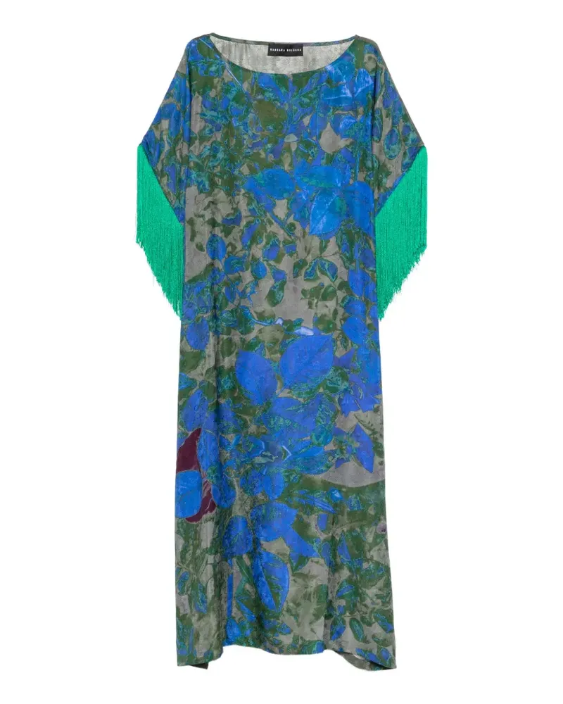 Barbara Bologna Maxikleid mit Blumenprint und Fransen - Blau Blau