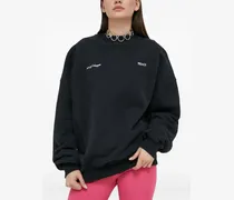 Langarmshirt mit Stickerei - Schwarz