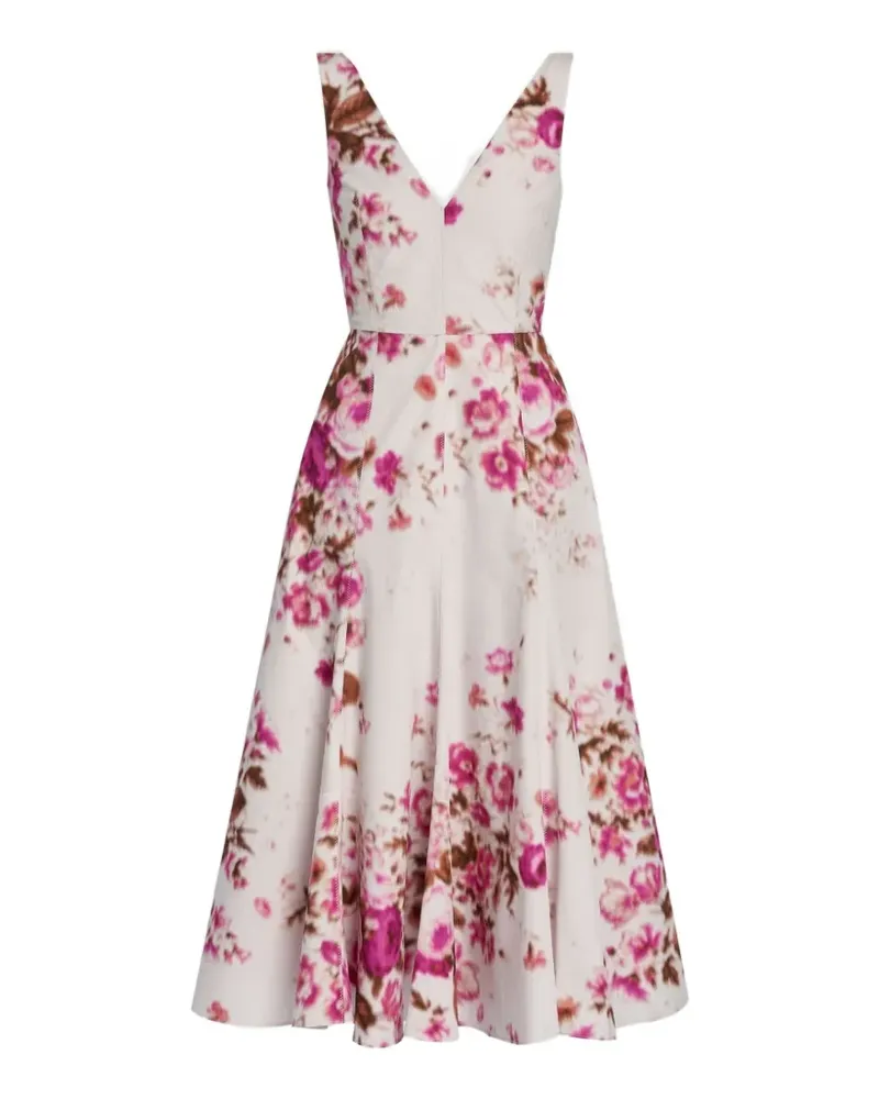 Erdem V-neck floral-pattern midi dress - Weiß Weiß