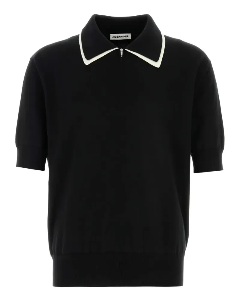 Jil Sander contrast-collar polo shirt - Schwarz Schwarz