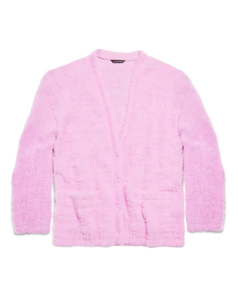 Balenciaga Cardigan aus Faux-Fur mit Logo - Rosa Rosa