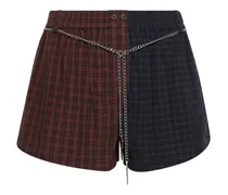 Karierte Shorts mit Kettengürtel - Braun