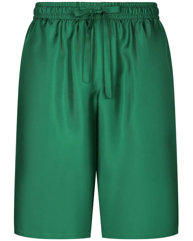 Dolce & Gabbana Joggingshorts aus Seide mit Stickerei - Grün Grün