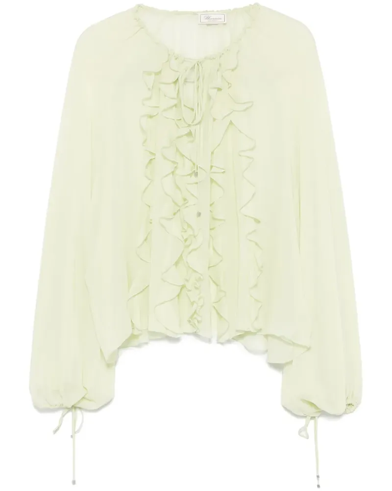 Blumarine Georgette-Oberteil mit Volants - Grün Grün