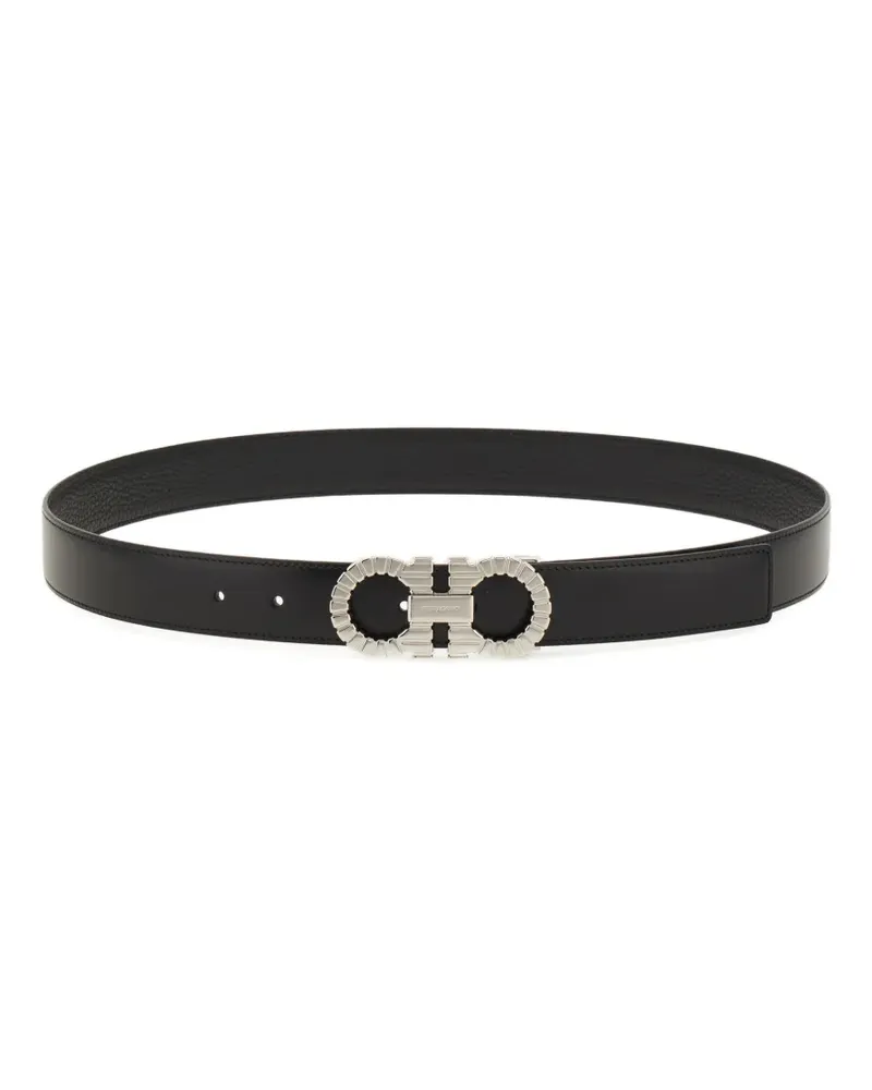 Ferragamo topstitched gancini buckle belt - Schwarz Schwarz