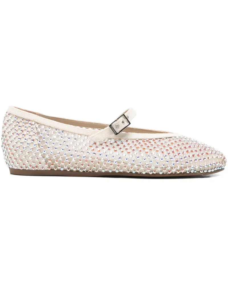 Le Silla rhinestone buckle strap ballet flats - Nude Nude