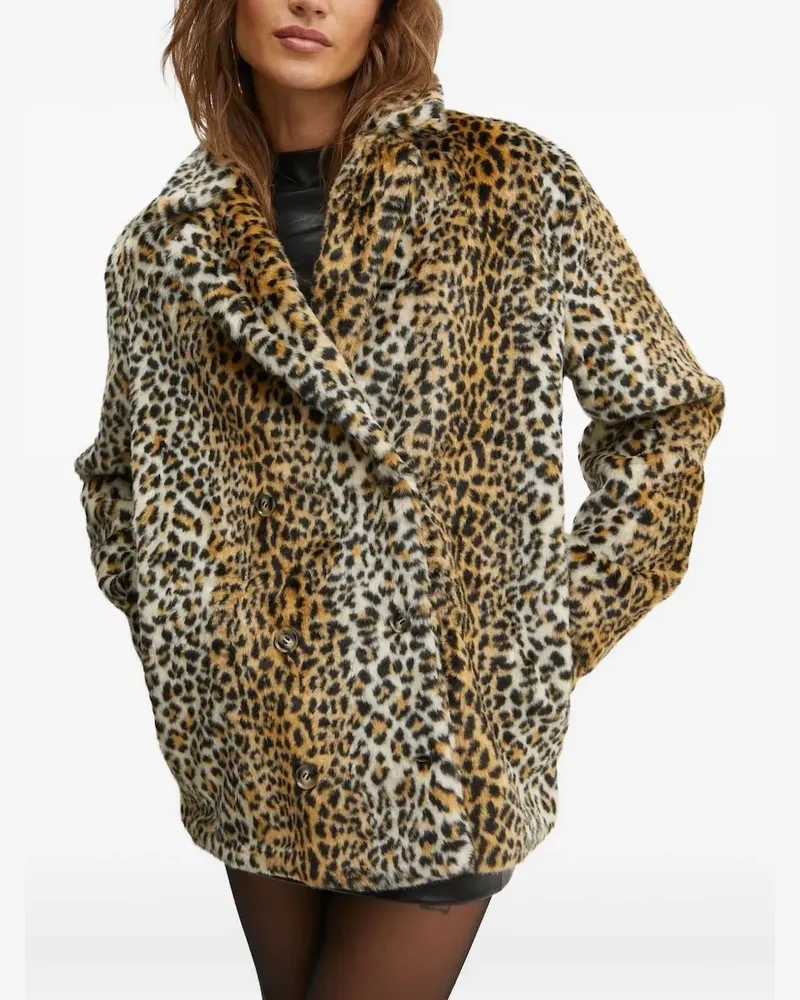 Bardot Mantel aus Faux Fur mit Leoparden-Print - Gelb Gelb