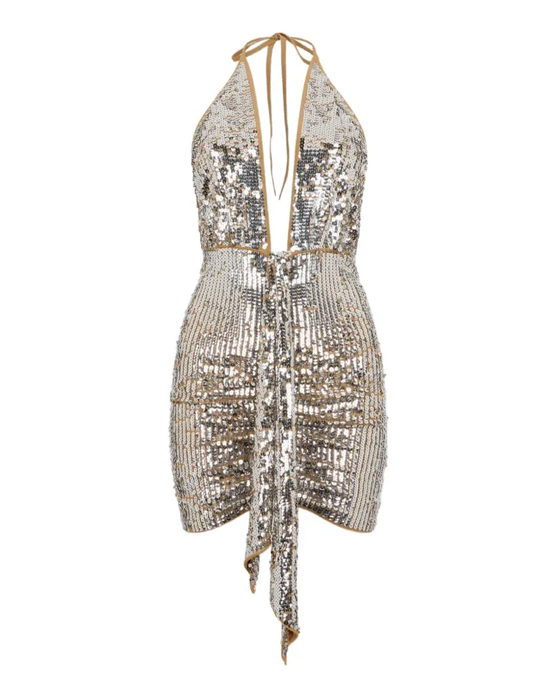 Dsquared2 chic night all over-paillettes dress - Silber Silber
