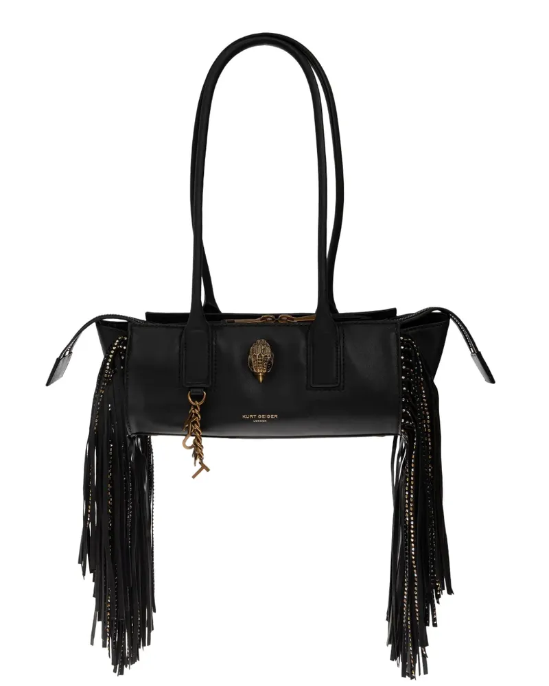 Kurt Geiger Sloane East-West Schultertasche mit Fransen - Schwarz Schwarz