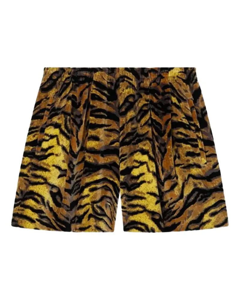 Kenzo tiger-print velvet bermuda shorts - Gelb Gelb