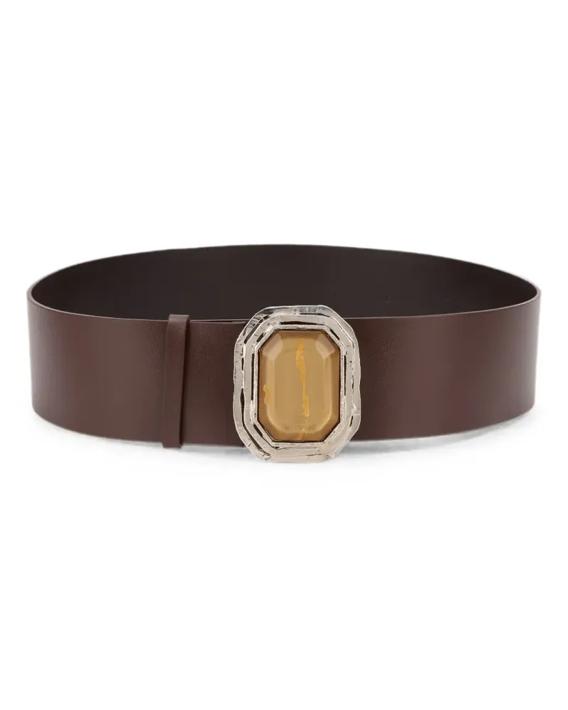 Alberta Ferretti embellished-buckle leather belt - Braun Braun