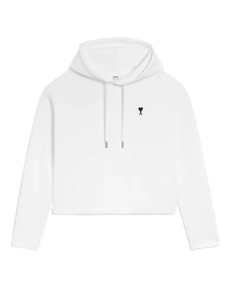 AMI Paris Fleece-Hoodie mit Herzstickerei - Weiß Weiß