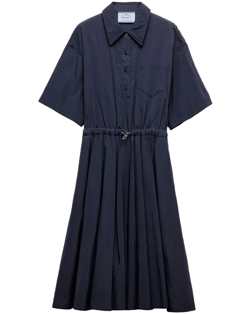Prada Kurzärmeliges Pongé-Midikleid - Blau Blau