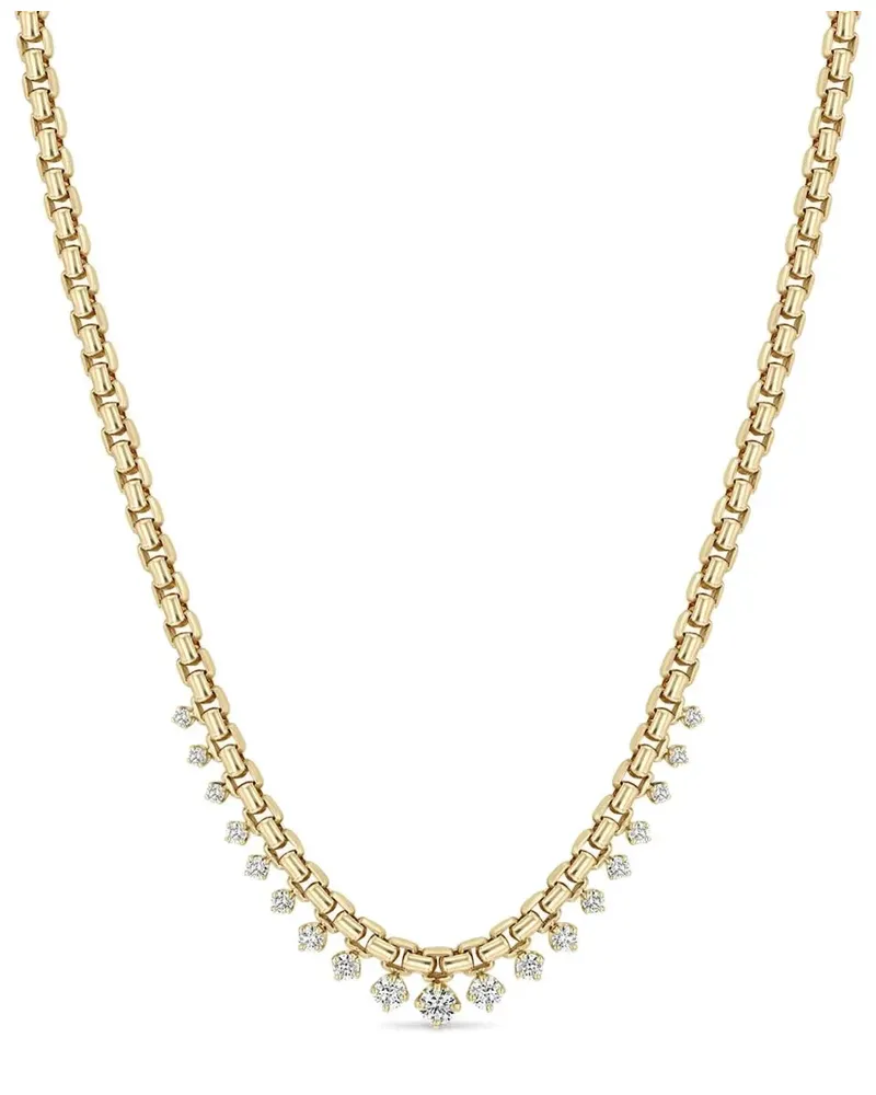 ZOË CHICCO 14kt Graduated Goldhalskette mit Diamanten und Saphir Gold