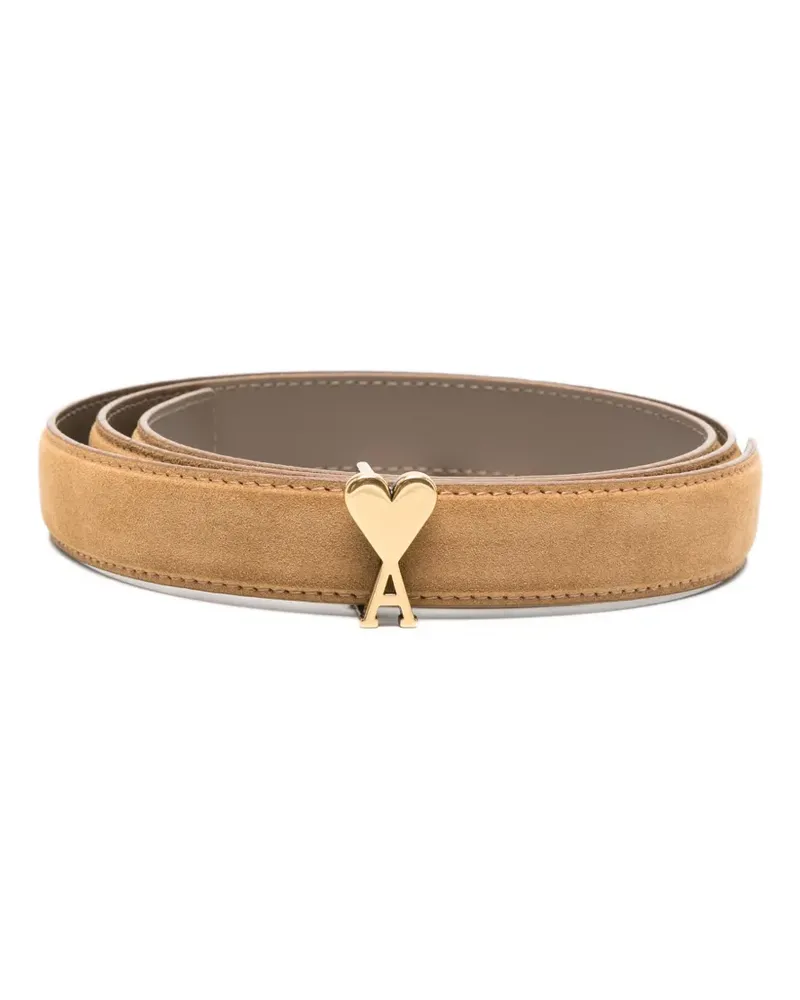 AMI Paris logo-plaque leather belt - Nude Nude