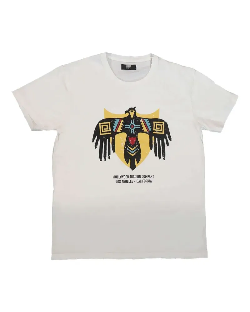 HTC Hollywood Trading Company Eagle T-Shirt im Distressed-Look - Weiß Weiß