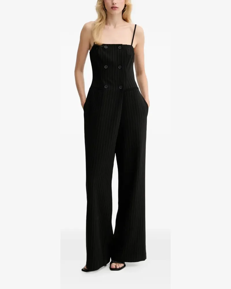 Gestuz double-breasted pinstriped jumpsuit - Schwarz Schwarz