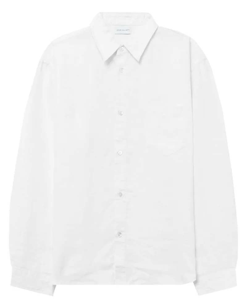 John Elliott + Co Langärmeliges Hemd aus Leinen Weiß