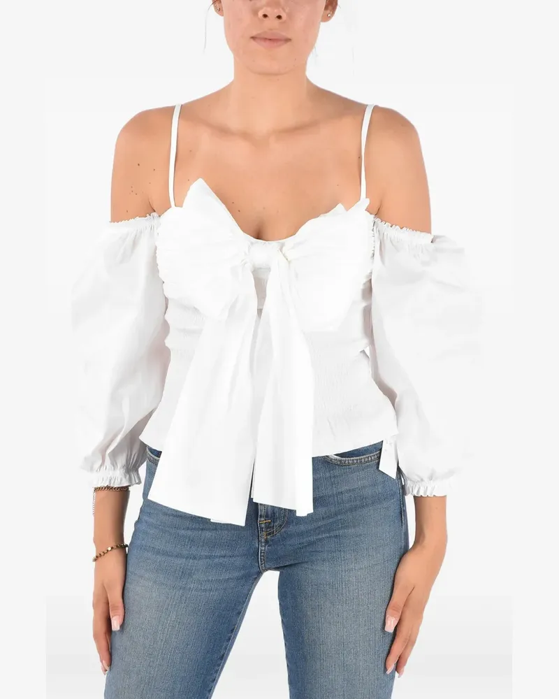 RED Valentino bow-detail cold-shoulder blouse - Weiß Weiß