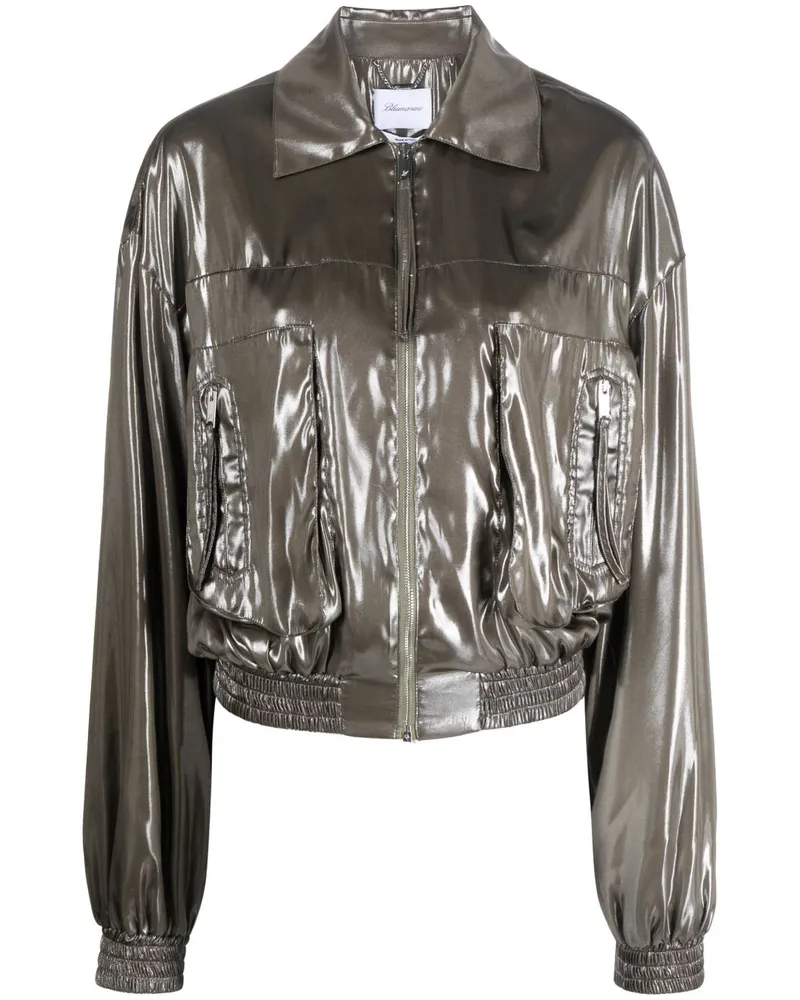 Blumarine Metallic-Bomberjacke - Grau Grau
