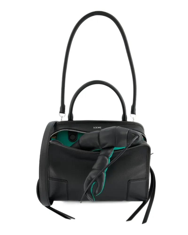 Loewe x Cosima von Bonin mittelgroße Amazona 180 Lazy Crab Tasche aus Büffelleder - Schwarz Schwarz