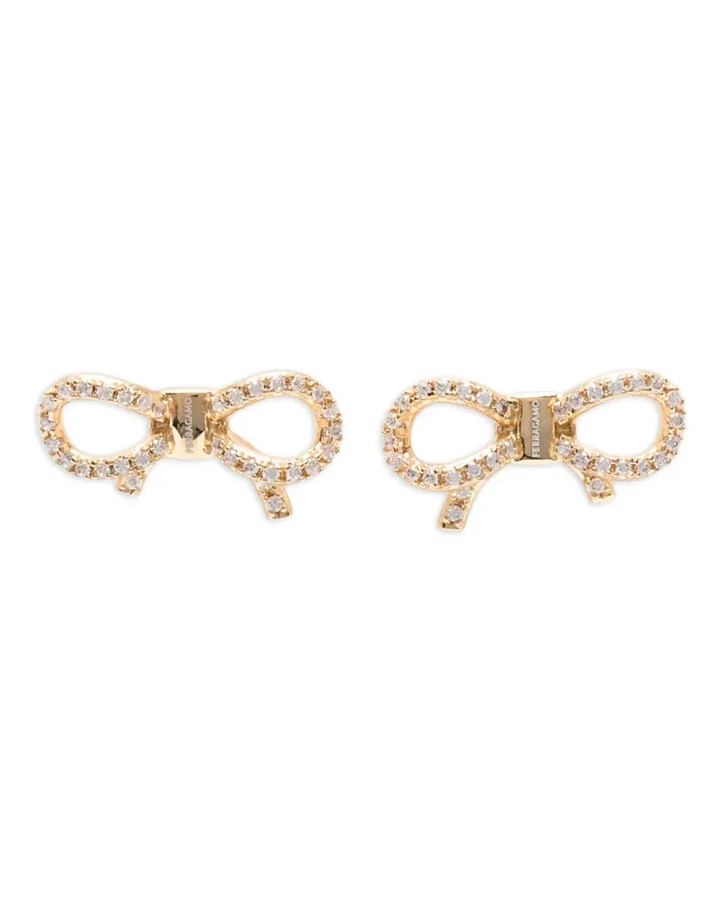 Ferragamo crystal-embellished bow earrings - Gold Gold