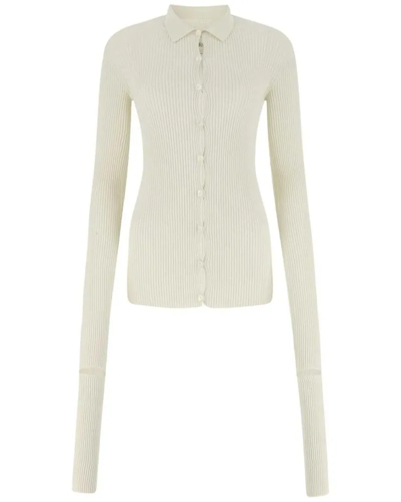 QUIRA Cardigan mit klassischem Kragen - Weiß Weiß